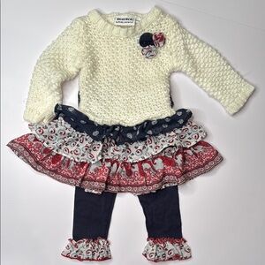 Blueberi Boulevard Cream Sweater Dress with Leggings (like new!)